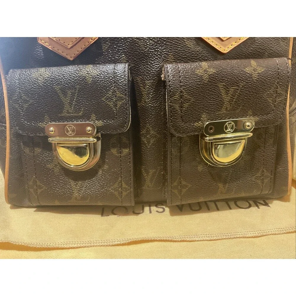 Louis Vuitton Manhattan Top Handle Bag PM Brown Canvas